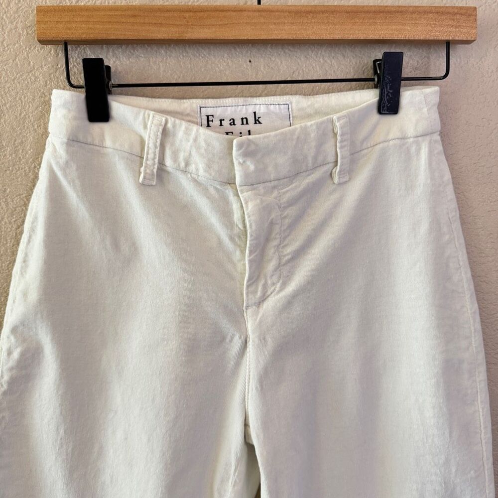Frank & Eileen Kinsale Pants Size 2 White Raw Hem Cotton Micro Corduroy Stretch - Picture 3 of 16